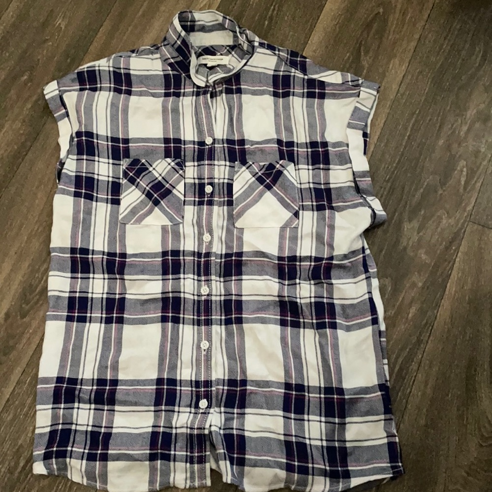 Cute plaid, short sleeve shirt.